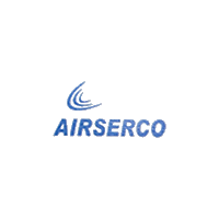 Airserco Company logo in blue color with grey background