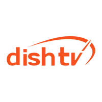 Dishtv logo in orange color with grey background