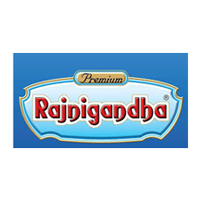 Rajnigandha Logo in blue color with grey background