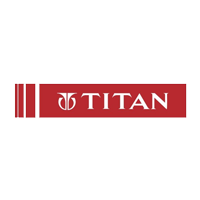 Titan written in white color with red background